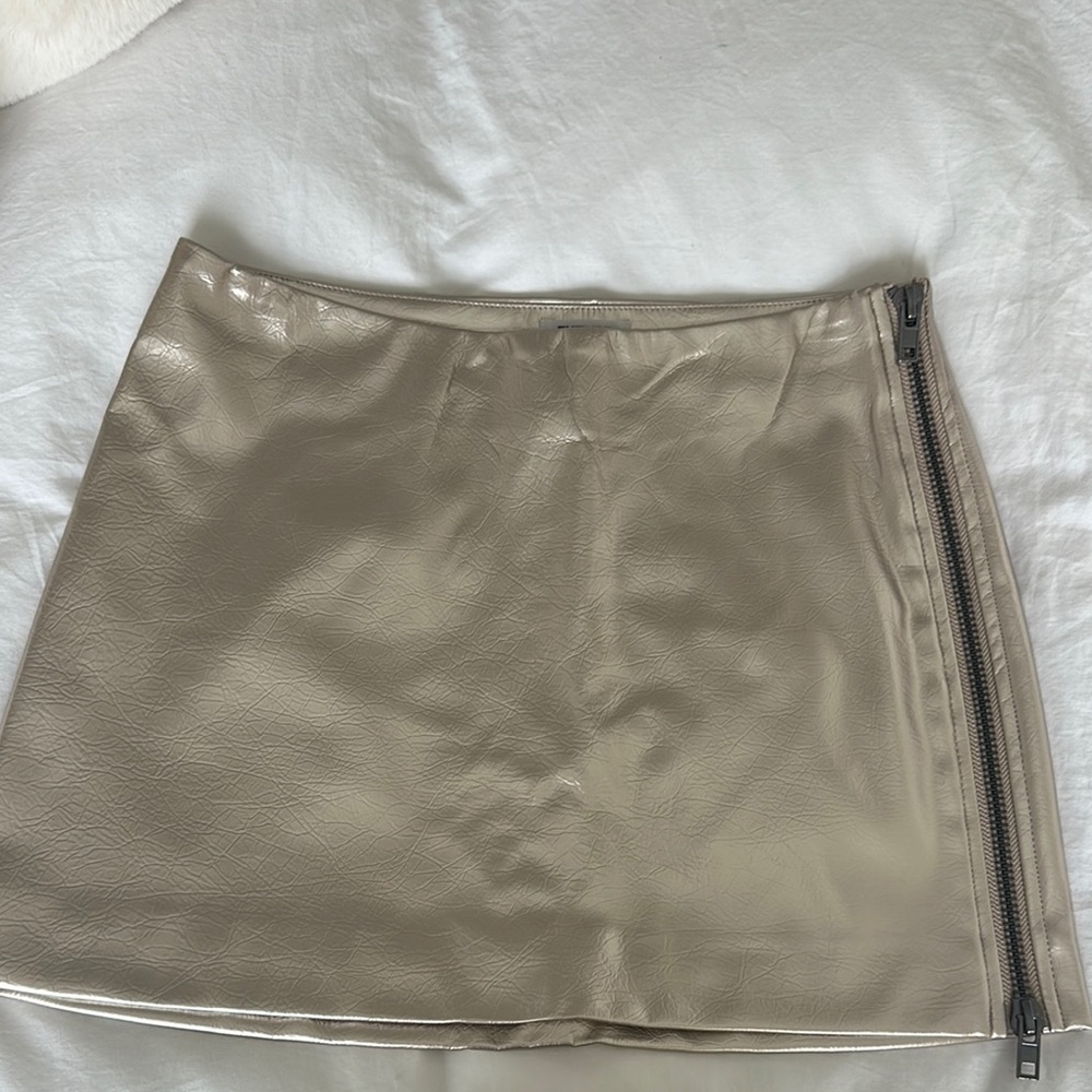 Gold Asymmetrical Mini Pencil Skirt